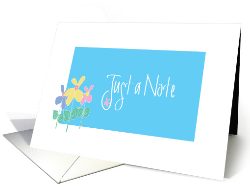 Just a Note, Floral Blank Note Card on Turquoise with... (1142778)