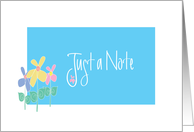 Just a Note, Floral Blank Note Card on Turquoise with Hand Letttering card