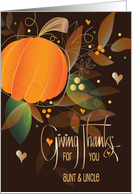 Hand Lettered Thanksgiving for Aunt and Uncle Pumpkin and Fall Leaves card
