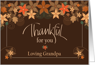 Hand Lettered Thanksgiving for Grandpa, Fall Leaves & Flowers card