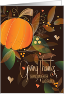 Thanksgiving for Granddaughter and Family Pumpkin and Fall Leaves card