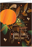 Hand Lettered Thanksgiving Niece and Family Pumpkin and Fall Leaves card