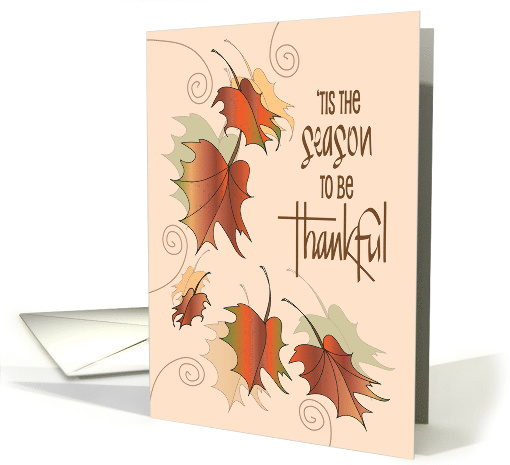 Hand Lettered Thanksgiving Autumn Leaves Season to be Thankful card