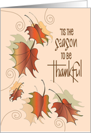 Hand Lettered Thanksgiving Autumn Leaves Season to be Thankful card