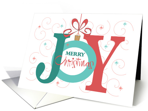 Hand Lettered Christmas Joy, Large Lettered Holiday Ornament card