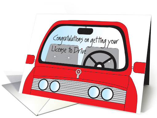 Congratulations on Getting Drivers License, with Red Car card