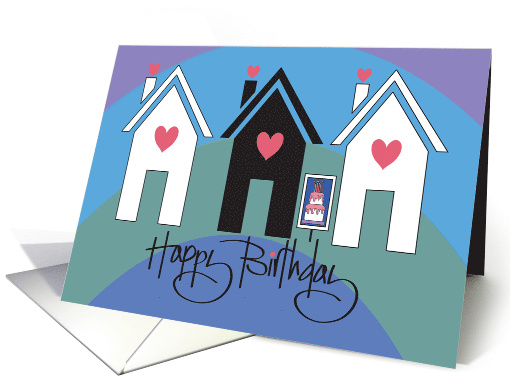 Birthday Wishes from Realtor Trio of Houses with Birthday... (1147056)
