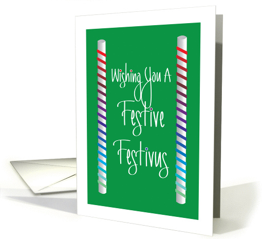 Festive Festivus with Rainbow Ribbon Wrapped Poles card (1149526)