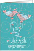 Hand Lettered 25th Wedding Anniversary Toasting Champagne Glasses card