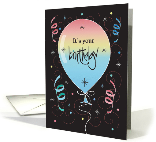 Hand Lettered It's Your Birthday, Large Colorful Balloon... (1153834)