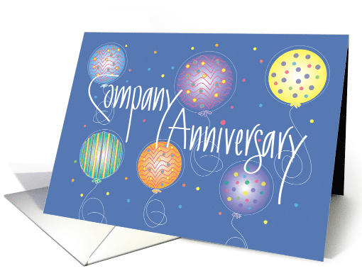Hand Lettered Company Anniversary, Blank Note Card with Balloons card