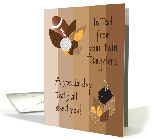 Father's Day from Twin Daughters, Sports and Leaves card (1155504)