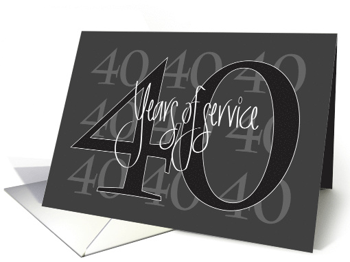 Hand Lettered Business Employee Anniversary 40 Years of Service card