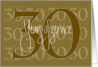 Hand Lettered 30th Year Employee Work Anniversary 30 Years of Service card