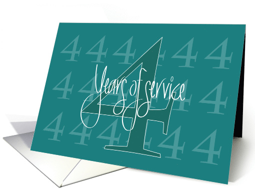Hand Lettered 4th Employee Work Anniversary 4 Years of Service card