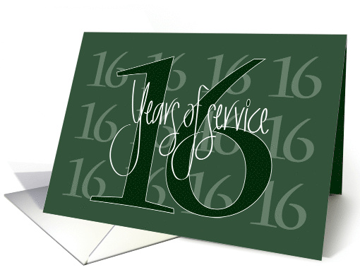 Hand Lettered 16th Year Employee Anniversary 16 Years of Service card