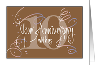 Hand Lettered Employee 10th Year Work Anniversary 10 Years Streamers card