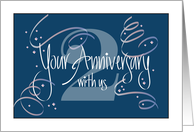 Hand Lettered Employee 2nd Year Work Anniversary 2 Years Streamers card