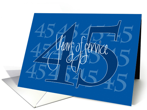 Hand Lettered 45th Year Work Anniversary 45 with Large Numbers card