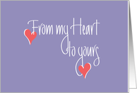 Hand Lettered From my Heart to yours, with Red Hearts card