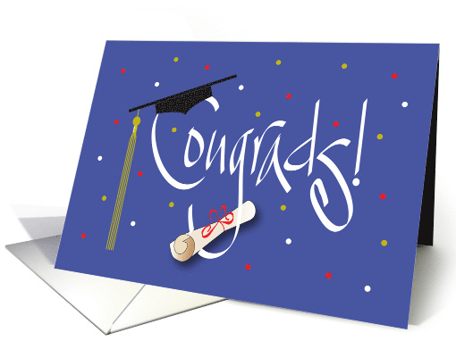 Hand Lettered Congrads Congratulations Graduate, with Diploma card