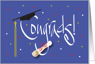 Hand Lettered Congrads Congratulations Graduate, with Diploma card