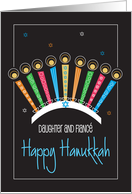 Hand Lettered Hanukkah for Daughter & Fianc Menorah and Candles card
