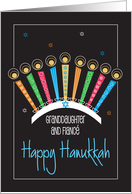 Hand Lettered Hanukkah for Granddaughter & Fianc with Menorah card