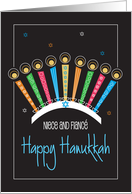 Hand Lettered Hanukkah for Niece and Fianc Menorah and Candles card