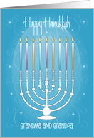 Hand Lettered Hanukkah for Grandma and Grandpa with Menorah card