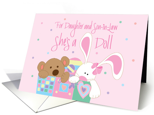 Hand Lettered New Baby for Daughter and Son-in-Law, She's a Doll card