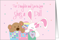 Hand Lettered New Baby for Daughter and Son-in-Law, She’s a Doll card