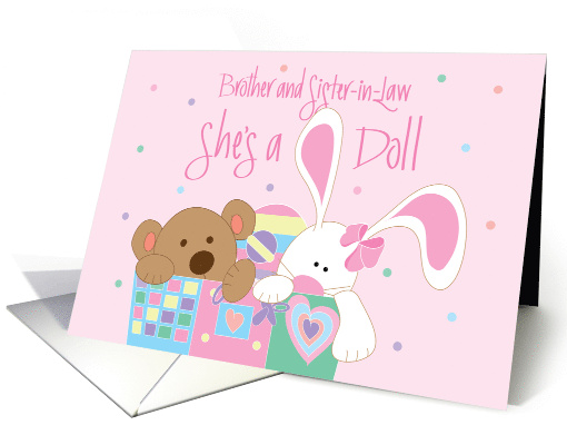 New Baby for Brother and Sister in Law, She's a Doll with Toybox card
