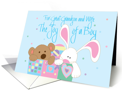 New Baby for Great Grandson and Wife, Joy of a Boy with Toybox card