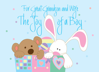New Baby for Great Grandson and Wife, Joy of a Boy with Toybox