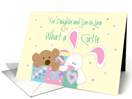 New Baby for Daughter and Son in Law, with Bear and Bunny Toys card
