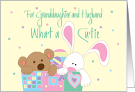 New Baby for Granddaughter and Husband, What a Cutie with Toys card