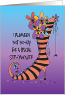 Halloween Step Daughter, Floral Witch Boot BOO-Kay card
