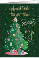 Christmas for Godson and Family Sparkling Holiday with Christmas Tree card