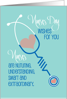 Hand Lettered Nurses Day 2025 From All of Us Stylized Stethoscope card