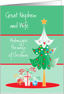 Christmas for Great Nephew and Wife, Tree with Gifts Below card