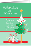 Christmas for Mother in Law and Father in Law, Tree and Gifts card