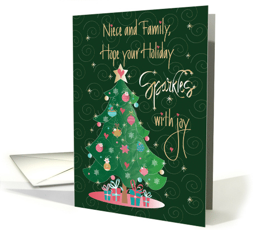 Christmas for Niece and Family Sparkling Decorated Christmas Tree card
