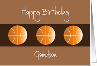 Birthday for Grandson, Trio of Basketballs on Brown card