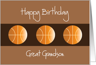 Birthday for Great Grandson, Trio of Basketballs on Brown card