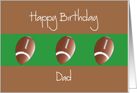 Birthday for Dad, Trio of Footballs on Brown and Green card