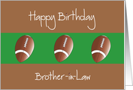Birthday for Brother-in-Law, Trio of Footballs on Brown and Green card