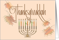 Hand Lettered Thanksgiving Thanksgivukkah with Hanukkah Menorah card