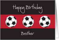 Happy Birthday for Brother with Trio of Black and White Soccer Balls card