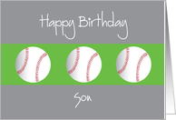 Happy Birthday for Son with Trio of Baseballs card